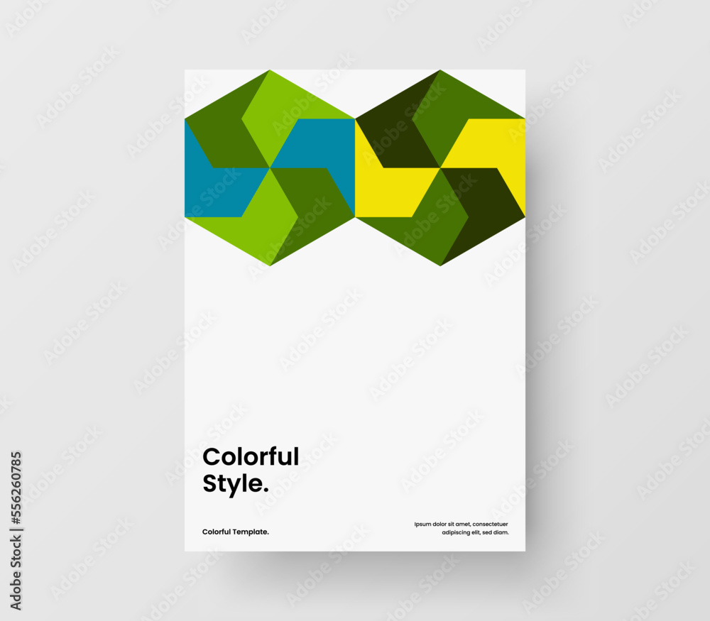 Fototapeta premium Clean mosaic hexagons presentation illustration. Modern corporate identity A4 design vector concept.
