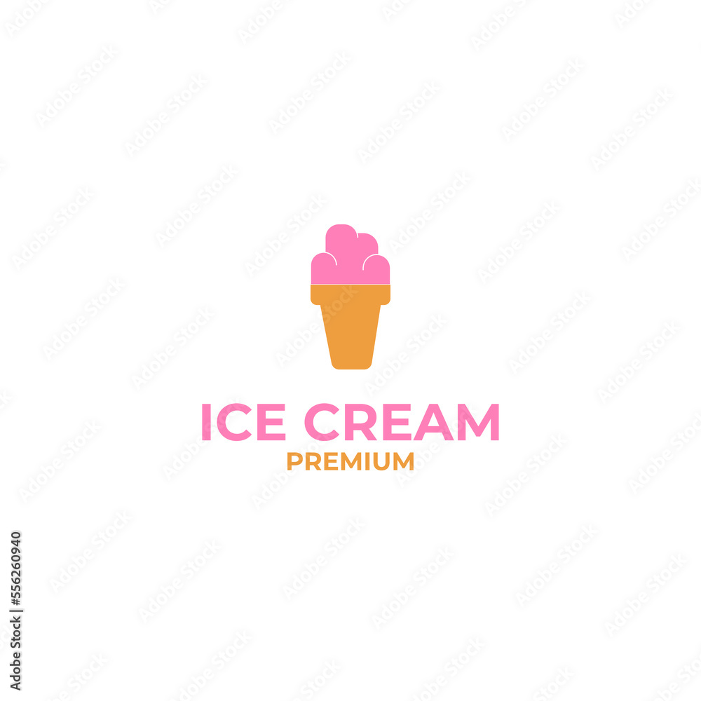 Vector cute ice cream logo design concept template illustration Vector cute ice cream logo design concept template illustration