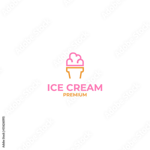 Fototapeta Naklejka Na Ścianę i Meble -  Vector cute ice cream logo design concept template illustration