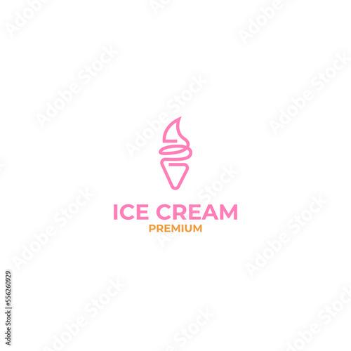 Vector cute ice cream logo design concept template illustration
