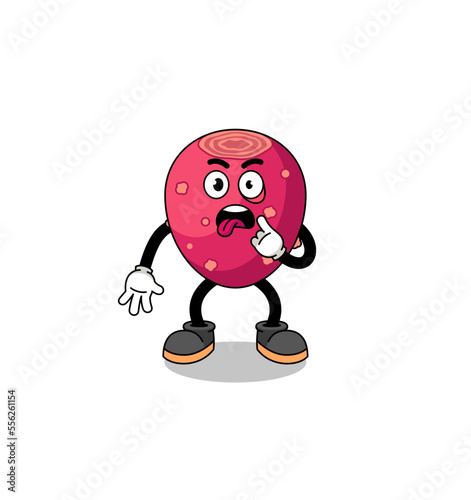 Character Illustration of prickly pear with tongue sticking out