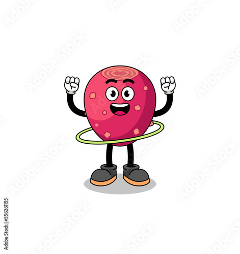 Character Illustration of prickly pear playing hula hoop