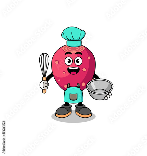 Illustration of prickly pear as a bakery chef