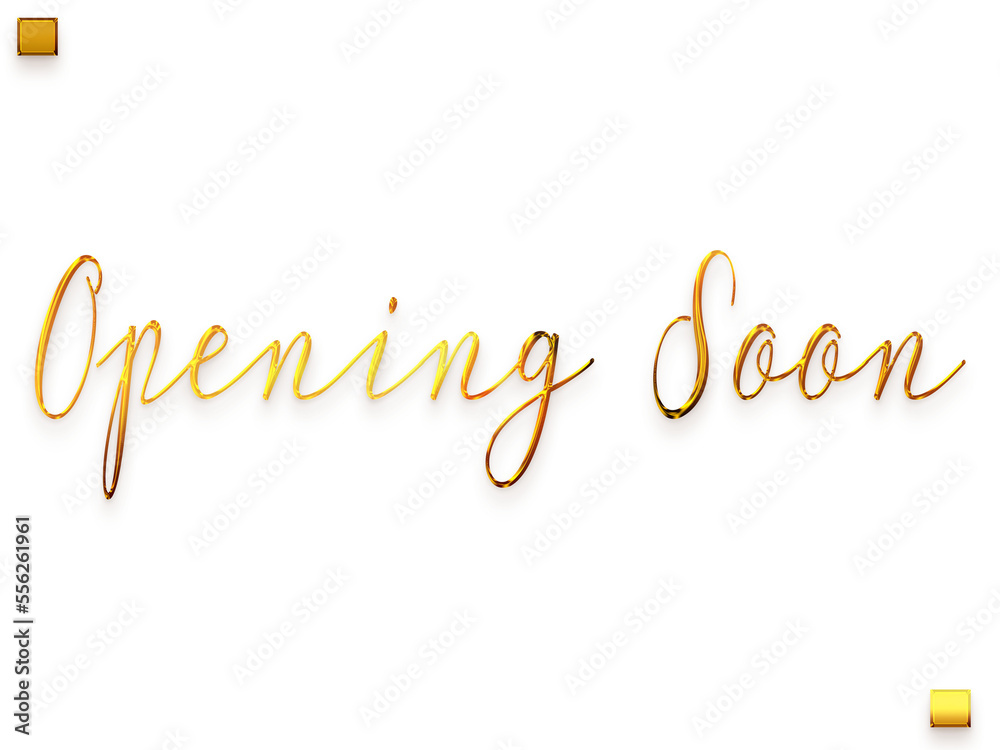 Opening Soon Invitation of Gold Cursive Typography Text Transparent PNG