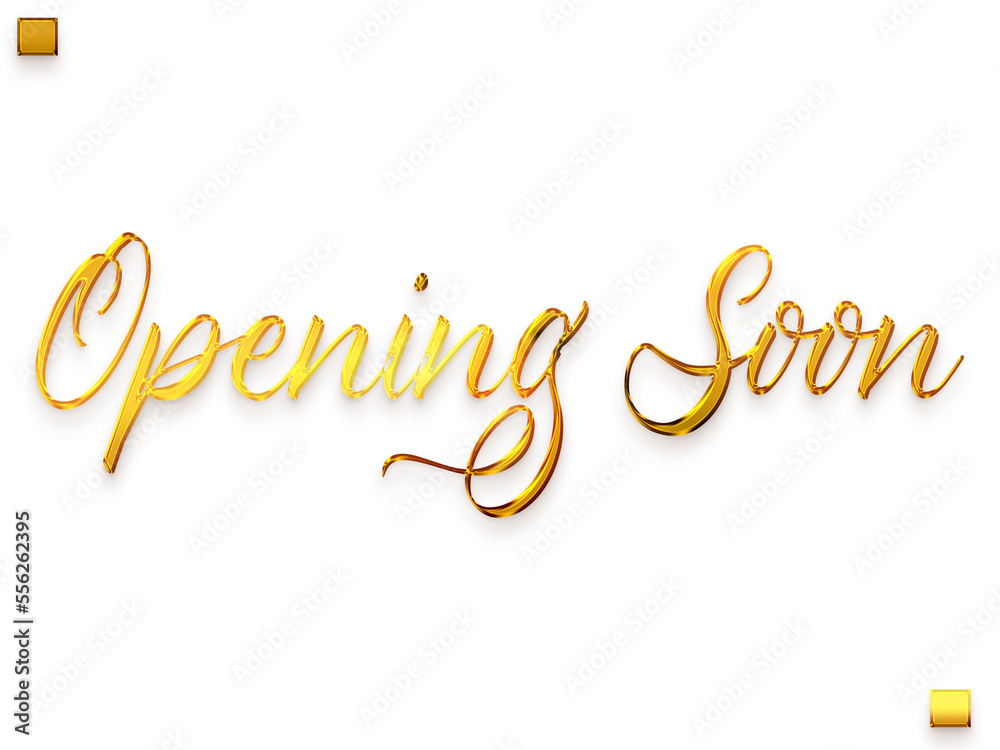 Opening Soon Invitation of Transparent PNG Gold Typography Cursive Text