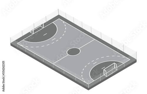 Fenced handball field. vector illustration
