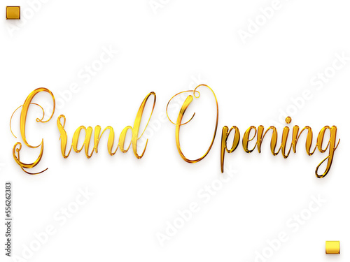 Grand Opening Invitation of Transparent PNG Gold Cursive Calligraphy Text
