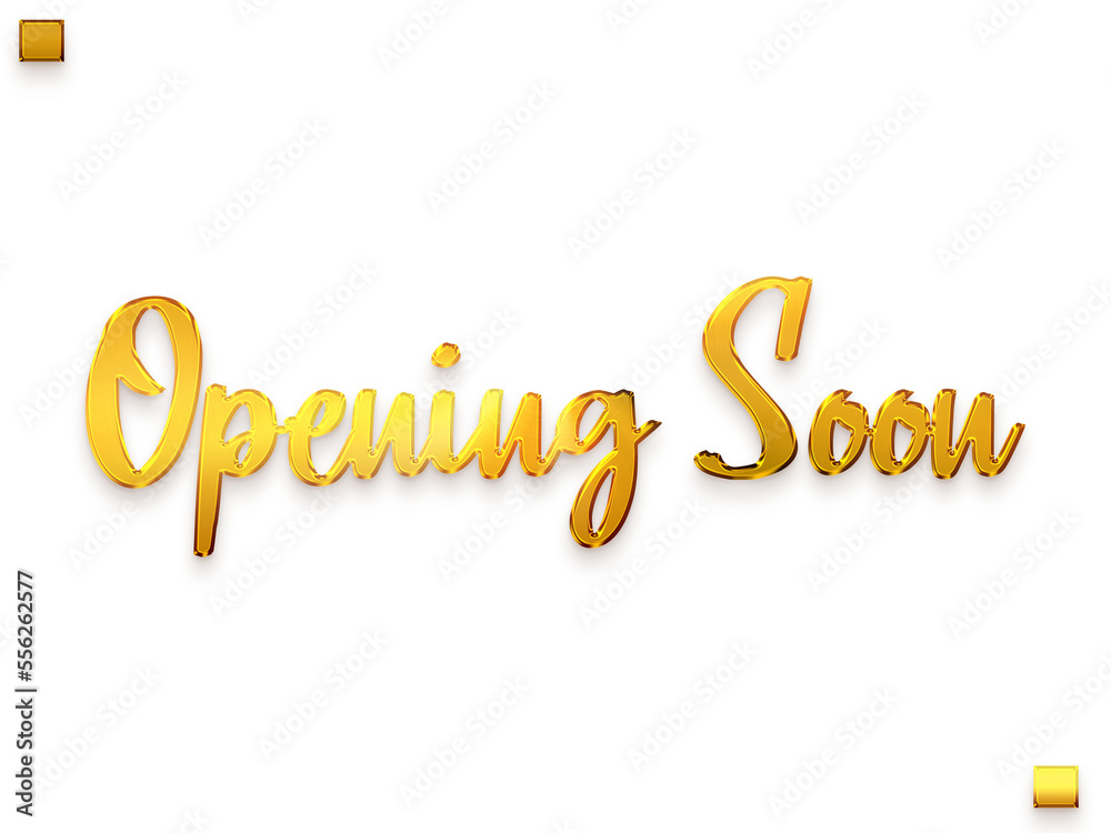 Fototapeta premium Opening Soon Invitation of Transparent PNG Gold Typography Bold Text