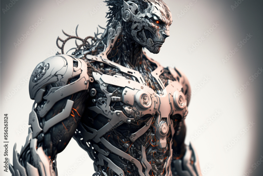 Cyborg tiger on a white background - Generated by Generative AI Cyborg tiger on a white background - Generated by Generative AI