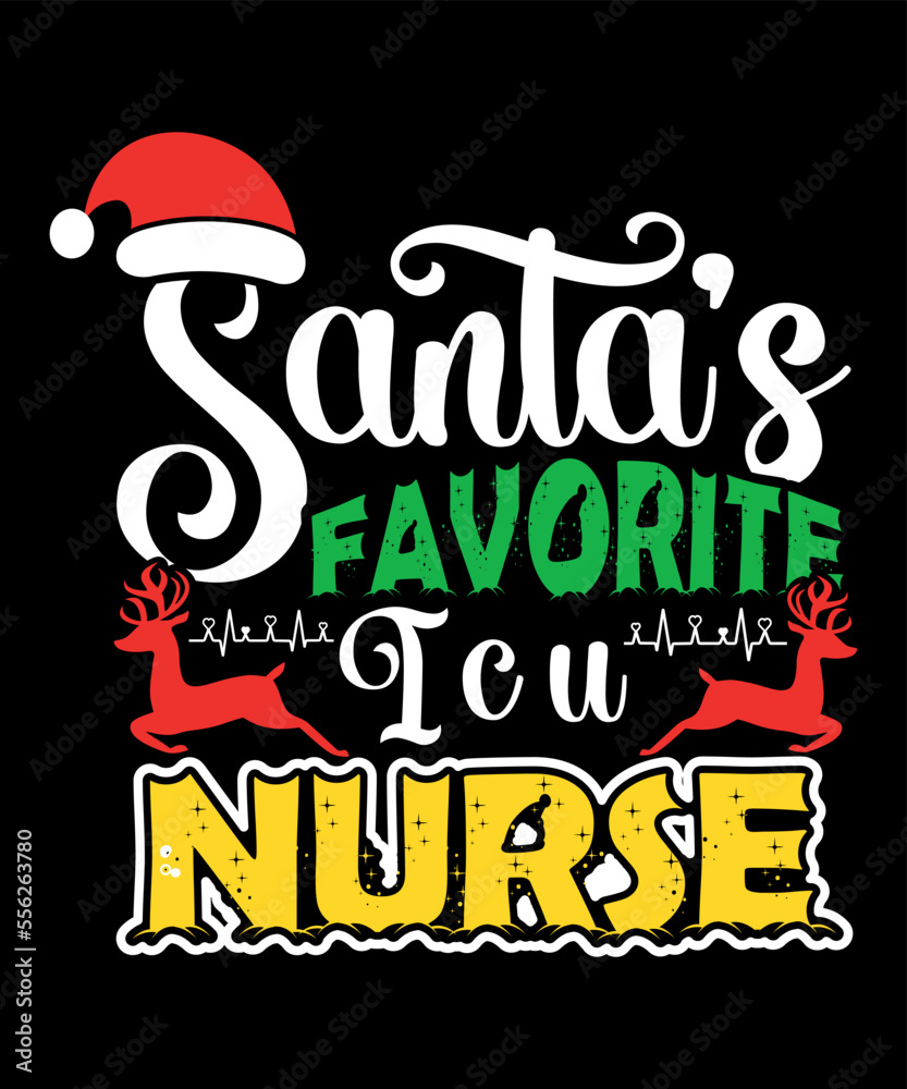 Santa's favorite ICU nurse Merry Christmas shirts Print Template, Xmas Ugly Snow Santa Clouse New Year Holiday Candy Santa Hat vector illustration for Christmas hand lettered Santa's favorite ICU nurse Merry Christmas shirts Print Template, Xmas Ugly Snow Santa Clouse New Year Holiday Candy Santa Hat vector illustration for Christmas hand lettered