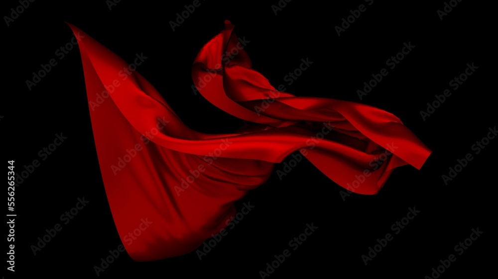 Abstract red cloth falling. Satin fabric flying in the wind Abstract red cloth falling. Satin fabric flying in the wind