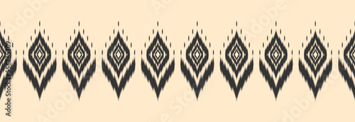 Border ethnic ikat pattern art. folk embroidery, and Mexican style. Aztec geometric ornament print. Design for background, illustration, fabric, clothing, textile, print, batik.