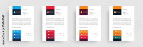 Professional corporate a4 letterhead design template with multicolor variation. Simple and clean shape letterhead design template with mixed color combination.