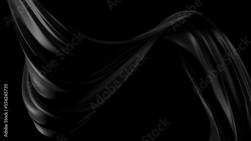 Rippled black silk fabric. Design background