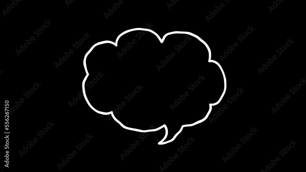 3d rendered illustration of a bubble speech. White Highlight Elements. Doodle loop animation.  doodle style on transparent background. Jittery Artistic Motion. scribble animation. 