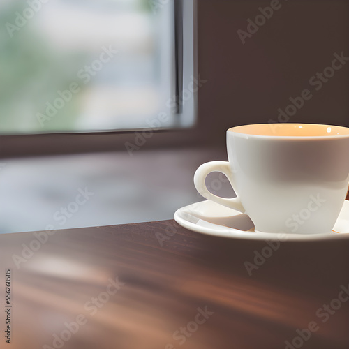 テーブルに置かれたコーヒー,おしゃれなカフェのイメージ, Generative, AI