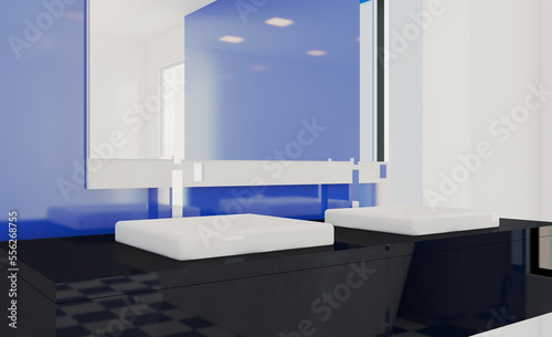 Scandinavian bathroom  classic  vintage interior design. 3D rendering.