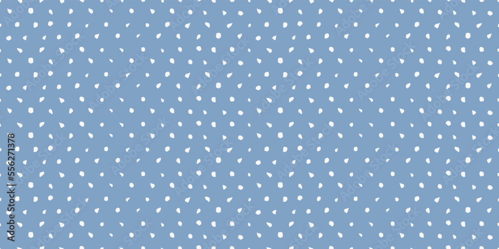 Blue dots seamless pattern. Dotted hand-drawn pattern. For seamless print and interior design, textiles, packaging, pillows, notebooks.