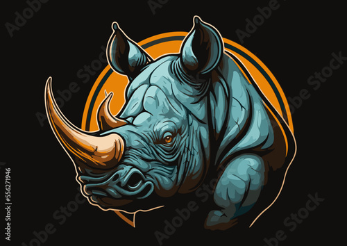 mascot logo of rhino vector 
