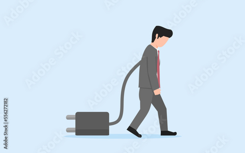 an exhausted worker. a businesman whose energy needs to be recharged after overwork. time to break. need a vacation. concept of fatigue