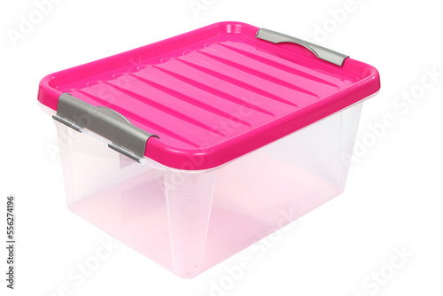 Plastic utensils for home use on a white background