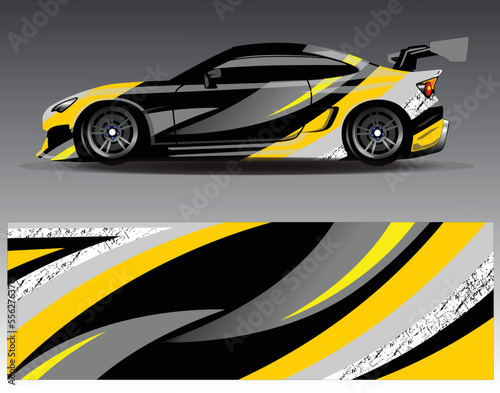 Car wrap design vector. Graphic abstract stripe racing background kit designs for wrap vehicle  race car  rally  adventure and livery