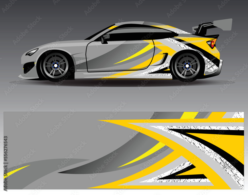 Car wrap design vector. Graphic abstract stripe racing background kit designs for wrap vehicle  race car  rally  adventure and livery