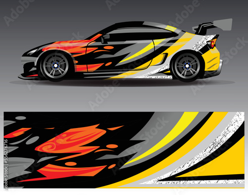 Car wrap design vector. Graphic abstract stripe racing background kit designs for wrap vehicle  race car  rally  adventure and livery