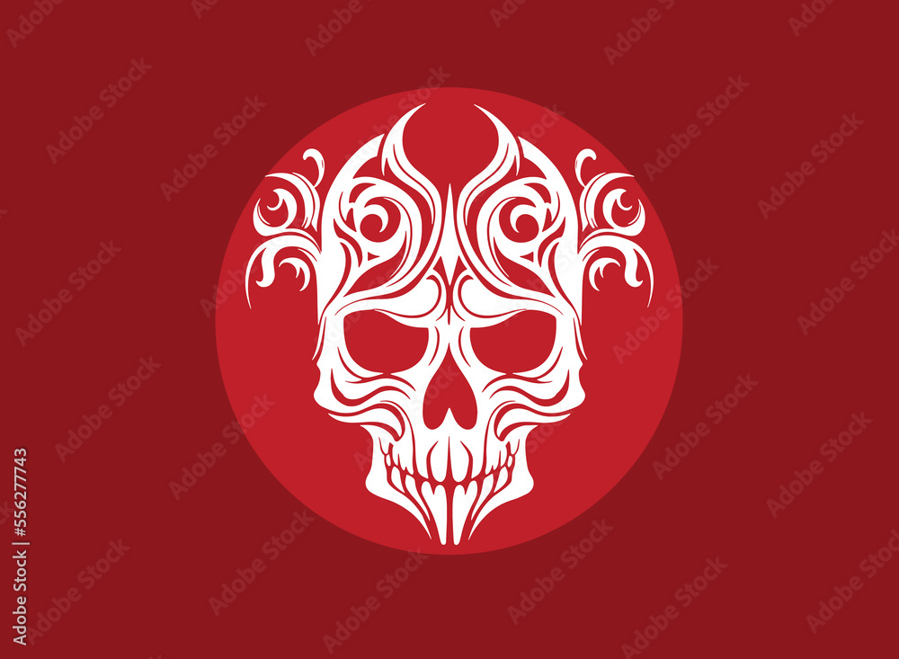 Skull head logo for designs. Vector illustration