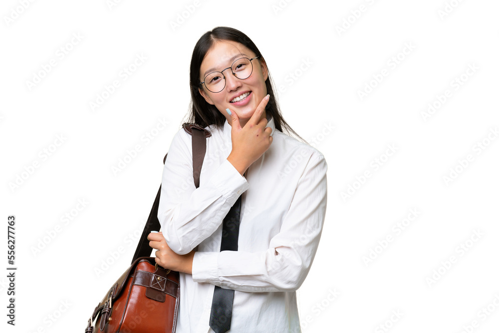 Young Asian business woman over isolated background smiling Young Asian business woman over isolated background smiling