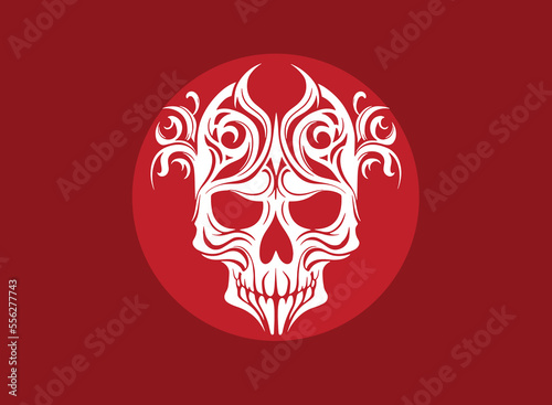 Skull head logo for designs. Vector illustration