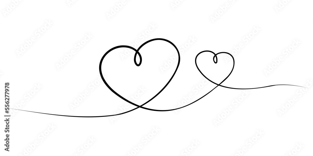 Continuous line drawing Hand drawn heart Valentines card