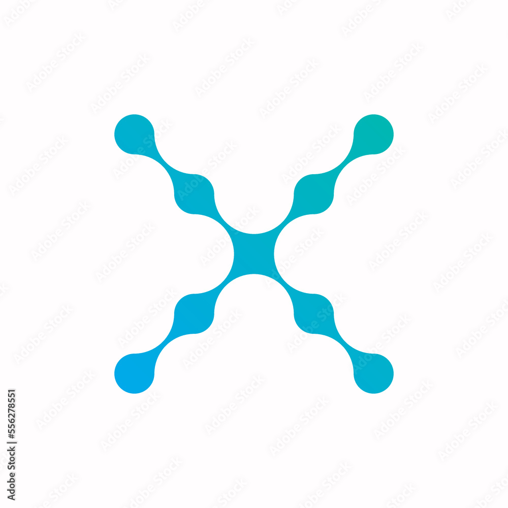 Creative abstract letter X molecule design vector template Creative abstract letter X molecule design vector template