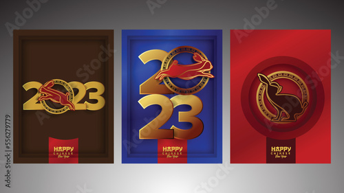 Color 2023 year of the rabbit card vector © Lovely Stock 