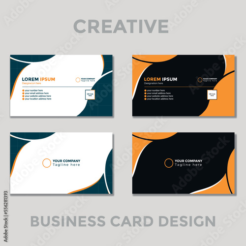 2 Sets of Corporate Business Card Designs Template with Organic Shapes.