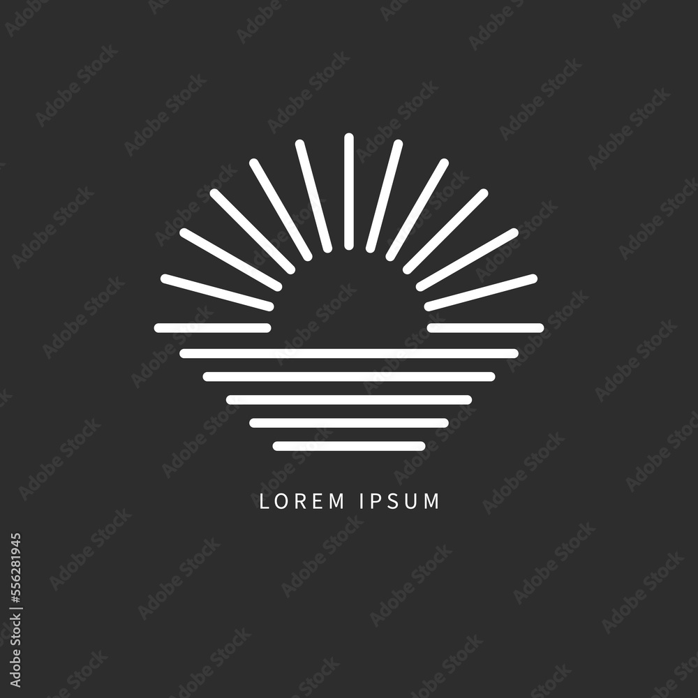 Fototapeta premium line of sun and sea minimal logo