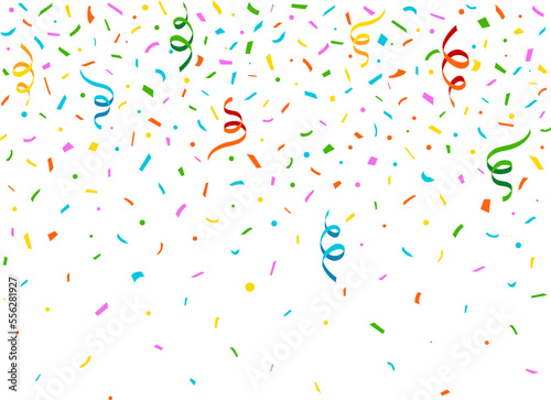 Confetti, sprinkles background, colorful falling ribbon and small pieces of colored paper  pattern 