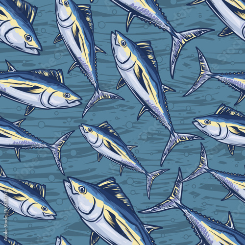 Marine tuna colorful pattern seamless