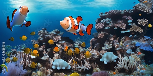 Clownfisch unter Wasser - Generative AI