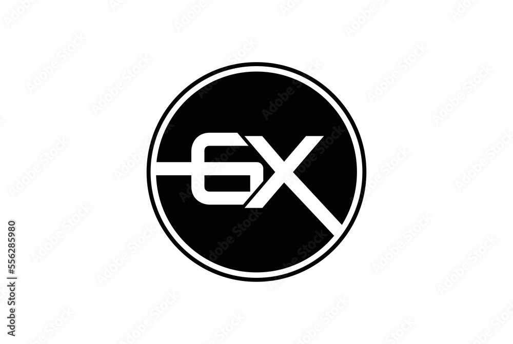 GX Letter Logo Design with Black Circle. Creative Letters Icon Logo. GX Letter Logo Design with Black Circle. Creative Letters Icon Logo.