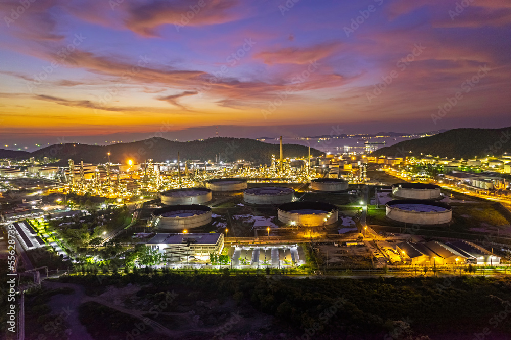 Petrochemical industry on sunset and Twilight sky.