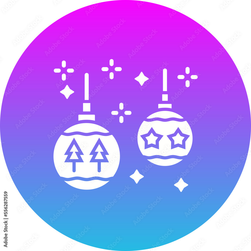 Christmas Ball Gradient Circle Glyph Inverted Icon