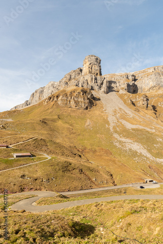 Incredible beautiful mountain panorama view at the Klausenpass in Switzerland