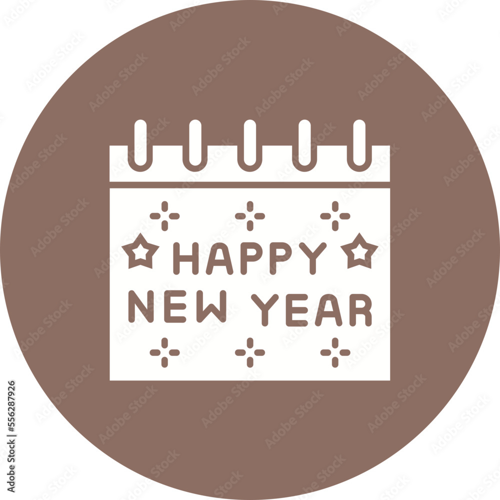 Happy New Year Multicolor Circle Glyph Inverted Icon Happy New Year Multicolor Circle Glyph Inverted Icon