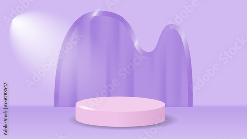 Podium scene purple background. podium with curtain behind and spotlight for product promotion, business, cosmetic. Vector 3D minimalism © Rafli Madraf