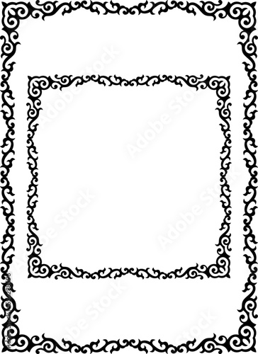 Black decorative frames. Buryatian, Mongolian ethnic style. 