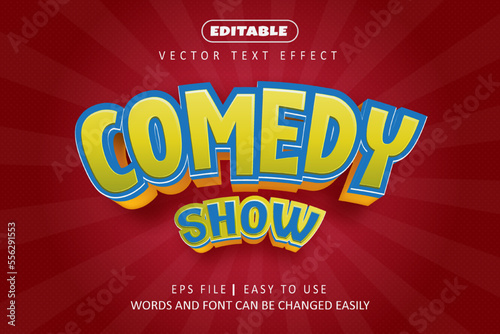 3D Editable comedy show text effect funny and comic text style