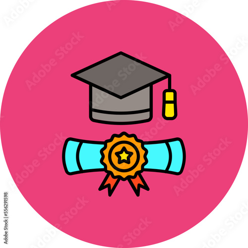 Graduate Multicolor Circle Filled Line Icon