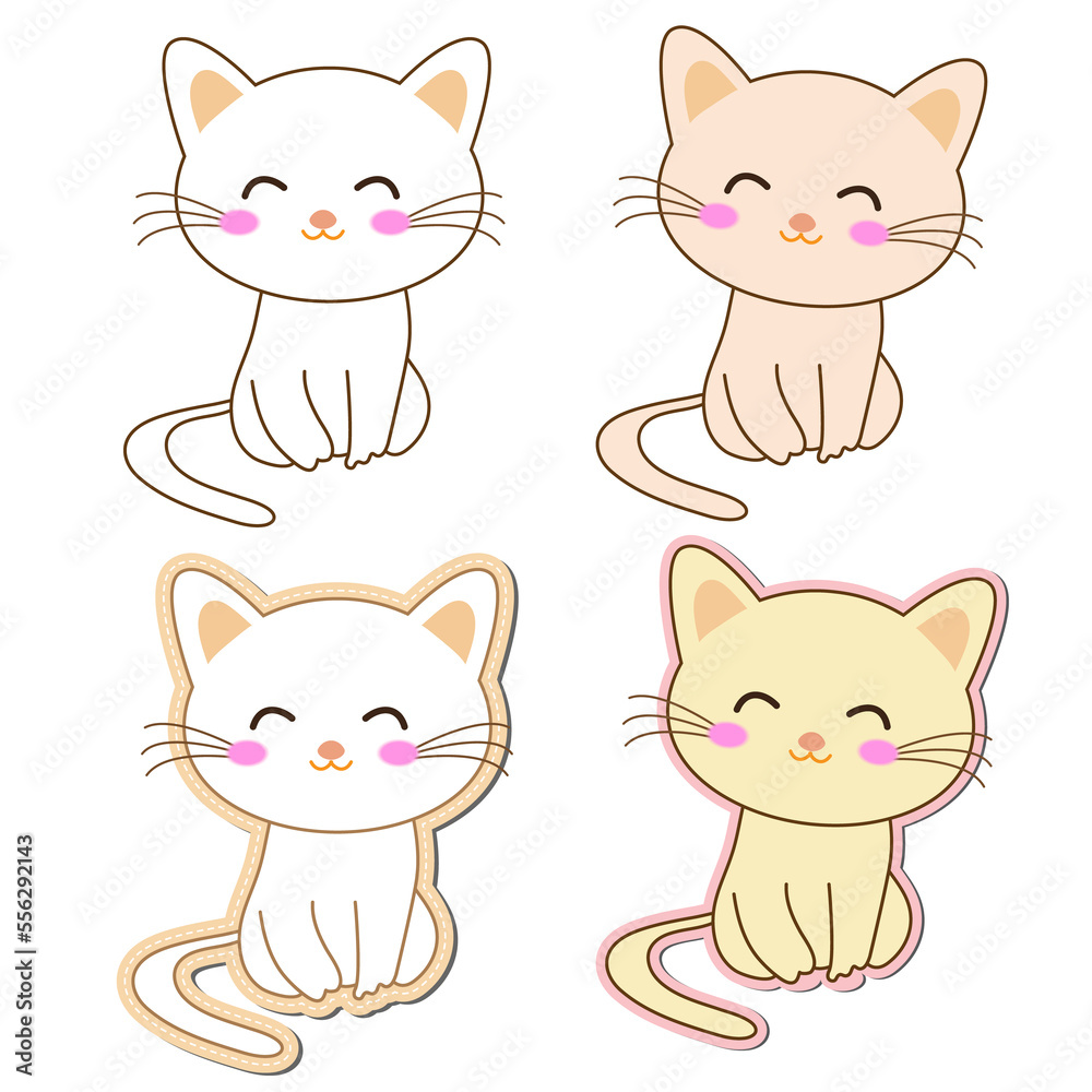 Set of cute little cats on white background Set of cute little cats on white background