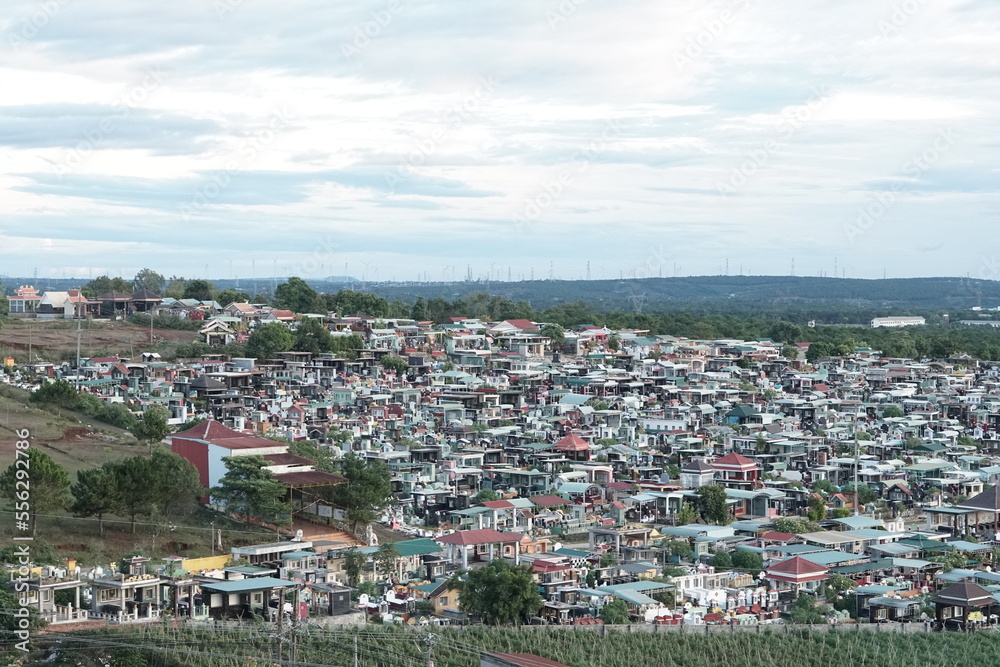 Overview of Pleiku city from above, Gia Lai, Vietnam